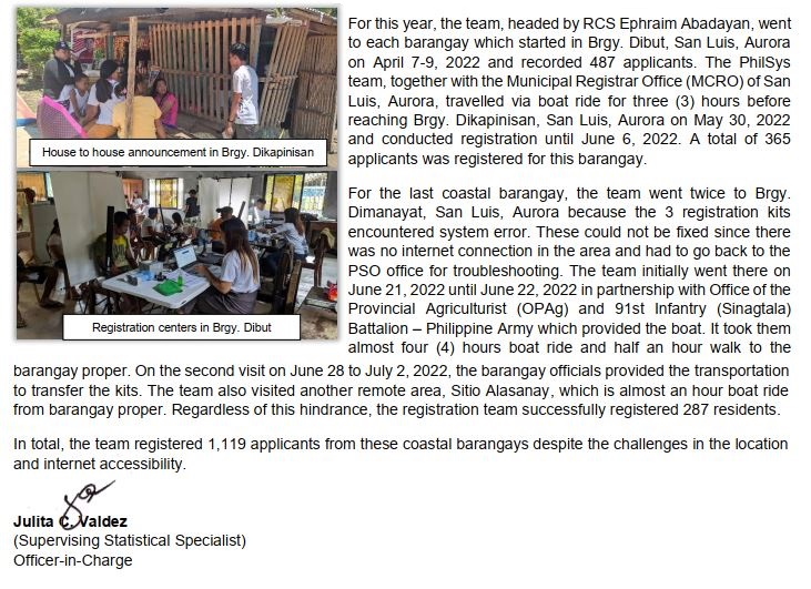 Press Release - PhilSys Aurora Visits Coastal Barangays in San