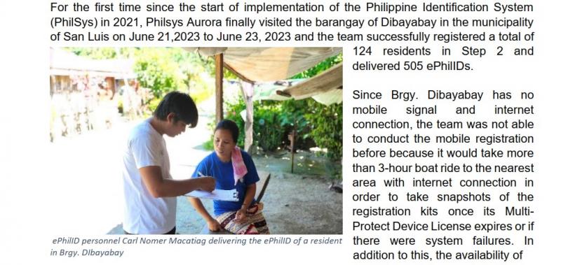 Press Release - PhilSys Aurora Visits Coastal Barangays in San