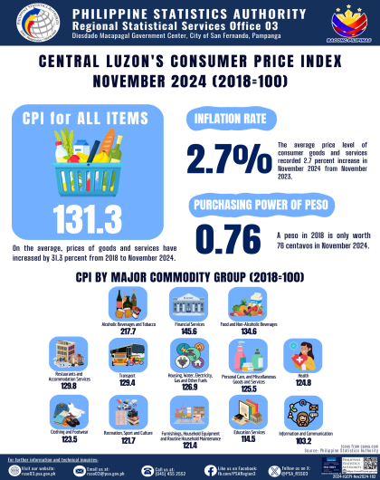 Central Luzon's Consumer Price Index November 2024 (2018=100)