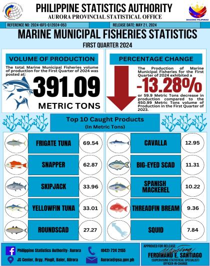 Marine Municipal Fisheries Statistics in Aurora - First Quarter 2024