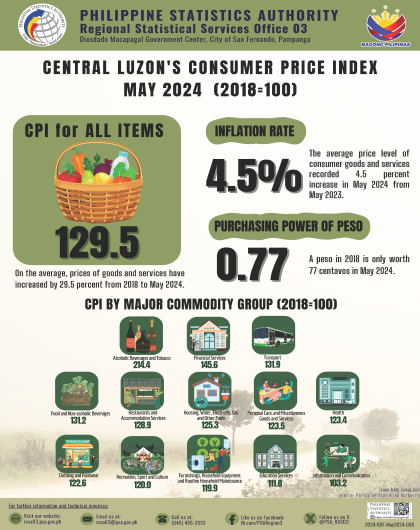 Central Luzon's Consumer Price Index May 2024 (2018 =100)