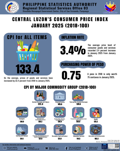 Central Luzon's Consumer Price Index for January 2025 (2018=100)