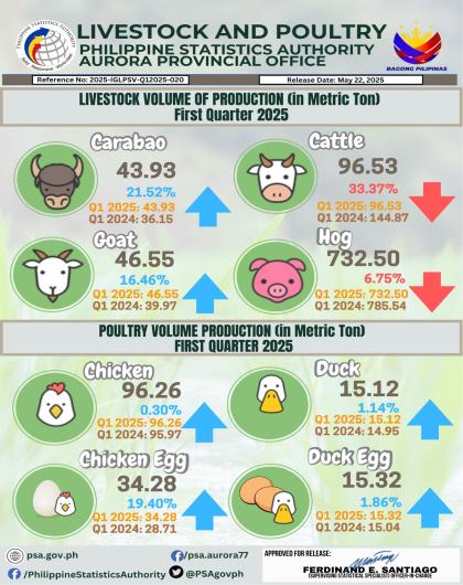 Livestock Volume of Production (in Metric Ton) First Quarter 2025