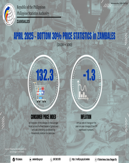 April 2025 Bottom 30 Price Statistics in Zambales (2018=100) Infographics