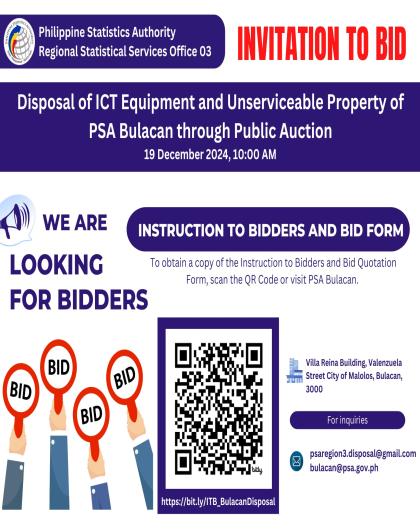 Disposal of ICT Equipment and Unserviceable Property of PSA Bulacan