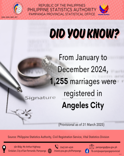 Total Number of Registered Marriages in Angeles City from January to December 2024 (Provisional as of 31 March 2025)