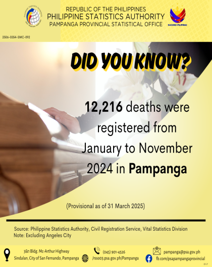 Total number of Registered Deaths in Pampanga from January to December 2024 (Provisional as of 31 March 2025)