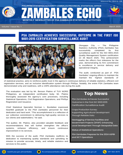 Zambales Echo: Monthly Newsletter of PSA Zambales Statistical Activities - March 2025