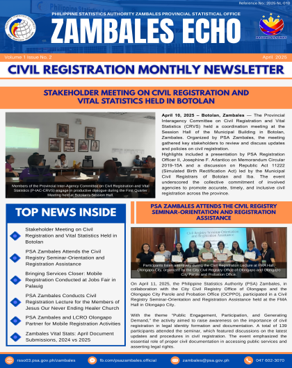 Zambales Echo: Civil Registration Monthly Newsletter - April 2025