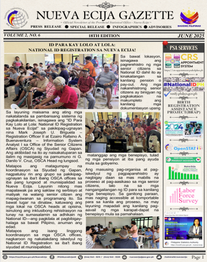 The Official Newsletter of the Provincial Statistical Office - Nueva Ecija